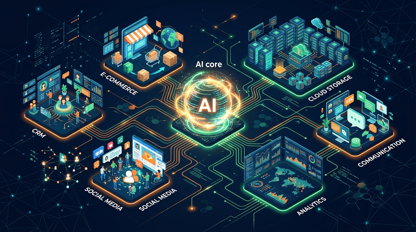 企業級 AI 自動化中樞系統概念圖