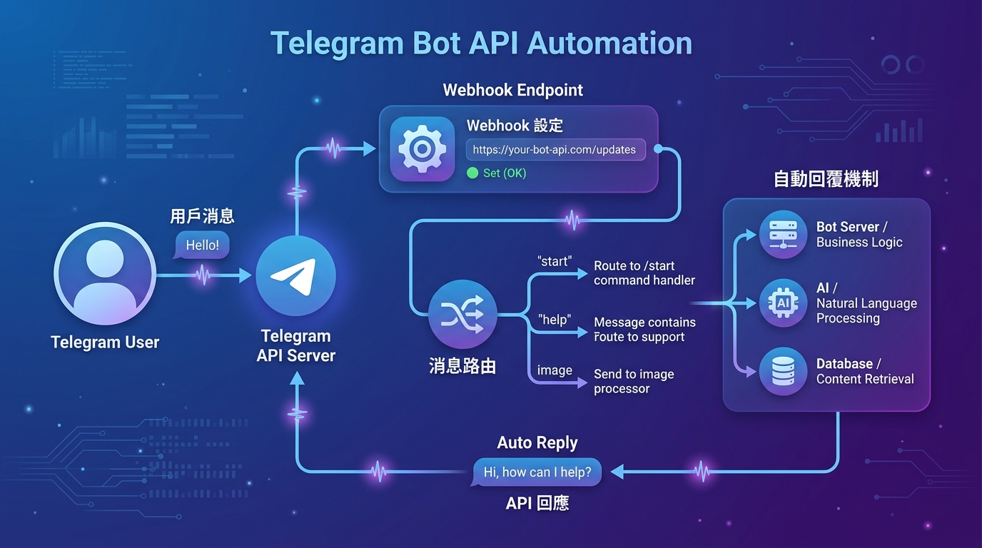 Telegram Bot API 自動化流程概念圖