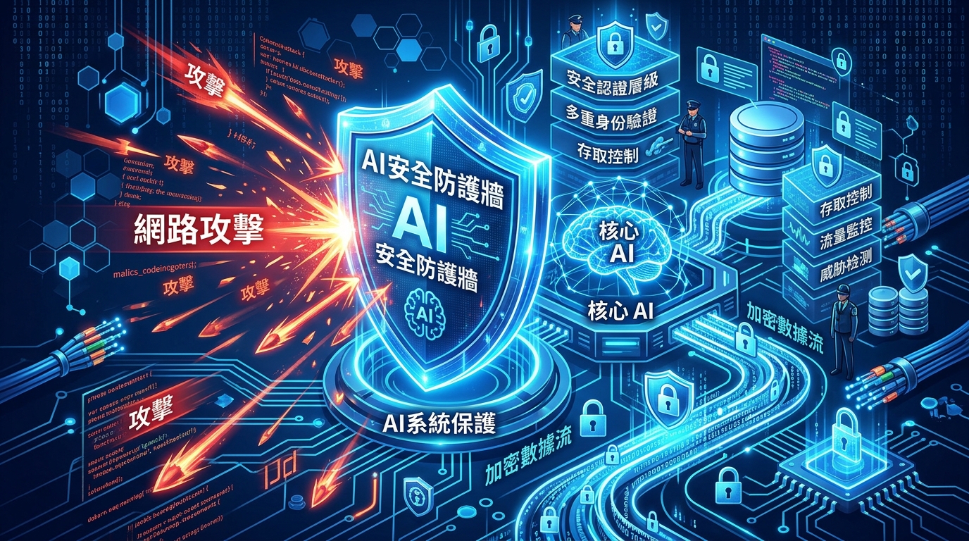 網路安全防護牆與 AI 系統保護的場景
