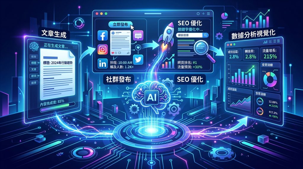 AI 自動化內容行銷概念圖