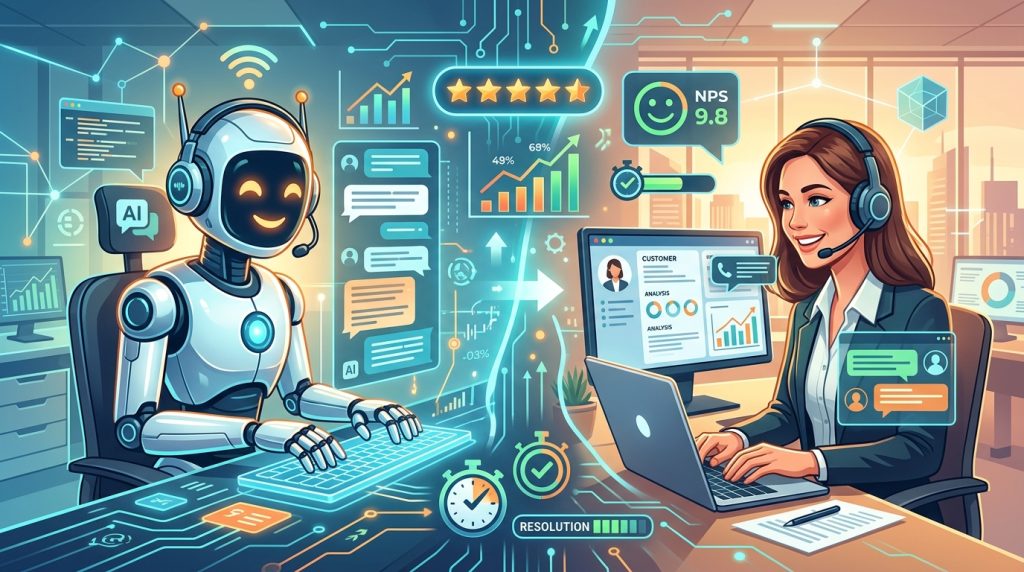AI 智能客服與人工客服協作概念圖