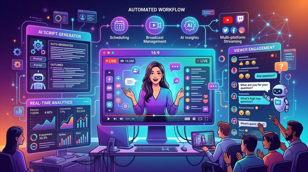 AI 直播行銷自動化概念圖