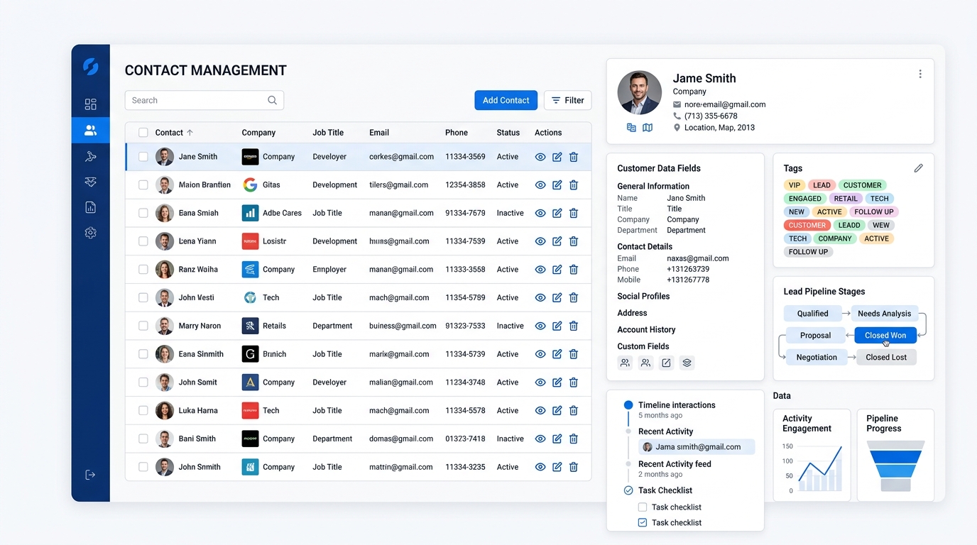 HubSpot CRM 客戶資料管理介面
