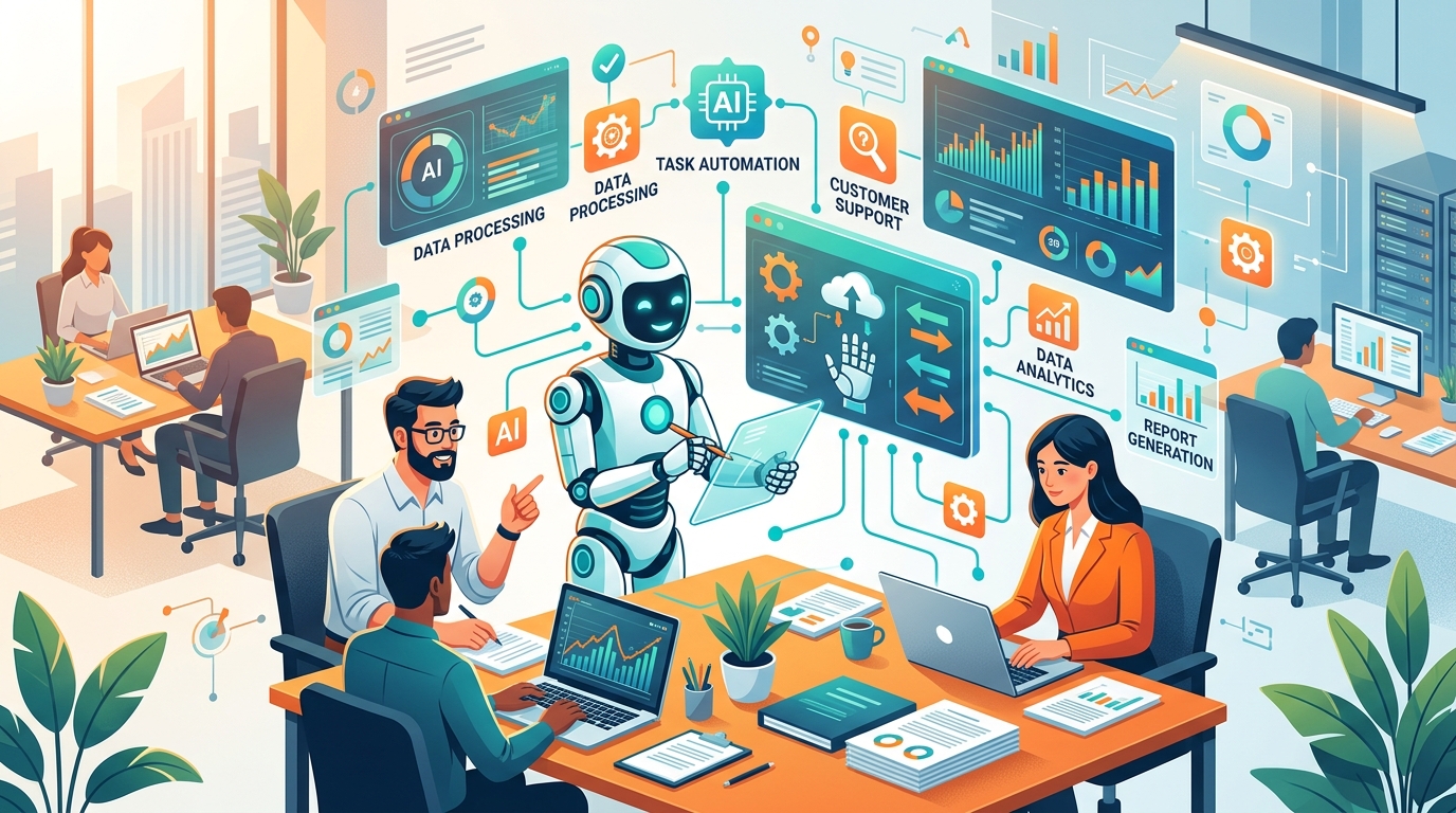 AI Agent 智能自動化工作流程示意圖