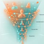AI 行銷漏斗自動化示意圖，展示從流量獲取到付費轉換的完整無人化流程