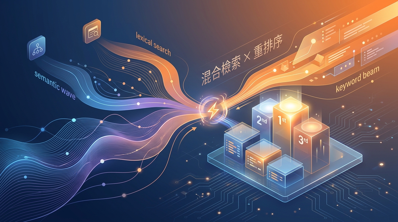 混合檢索與重排序技術示意圖
